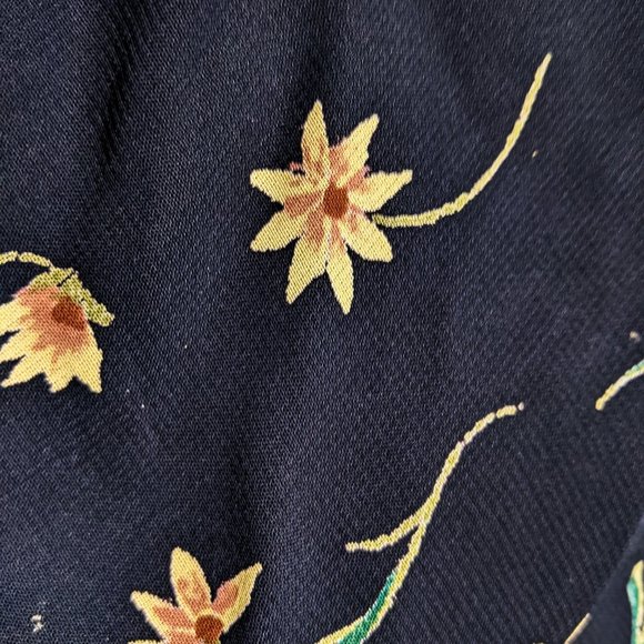 Black with floral print Classique by Shawn midi tiered rayon skirt (medium) - Picture 2 of 8